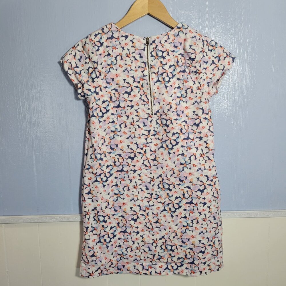 Lands' End Kids Size 10 Girls Youth Pink Floral Knee Length Cap Sleeve Dress - Picture 8 of 9